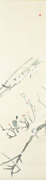 Akino Fuku “White Plum Blossom and Bird” 